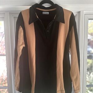 Mandinga Black & Tan Henley-Style Shirt - Size XL. 100% cotton.